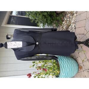 Vintage 80s 90s Black Dress and Coat Set Satin and Rhinestone JR Nites Caliendo